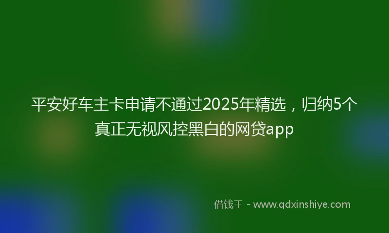 平安好车主卡申请不通过2025年精选，归纳5个真正无视风控黑白的网贷app