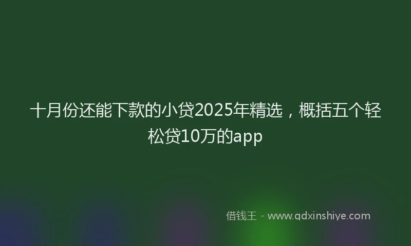 十月份还能下款的小贷2025年精选，概括五个轻松贷10万的app