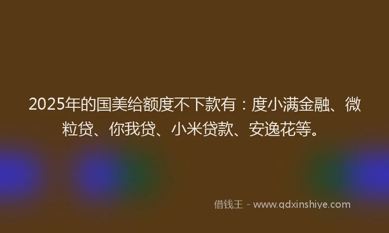 2025年的国美给额度不下款有：度小满金融、微粒贷、你我贷、小米贷款、安逸花等。
