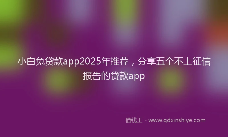 小白兔贷款app2025年推荐，分享五个不上征信报告的贷款app
