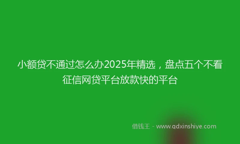 小额贷不通过怎么办2025年精选，盘点五个不看征信网贷平台放款快的平台