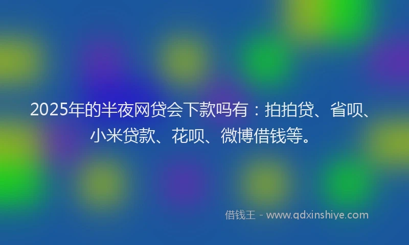 2025年的半夜网贷会下款吗有：拍拍贷、省呗、小米贷款、花呗、微博借钱等。
