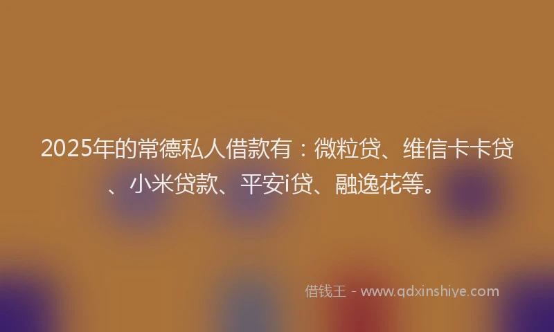 2025年的常德私人借款有：微粒贷、维信卡卡贷、小米贷款、平安i贷、融逸花等。