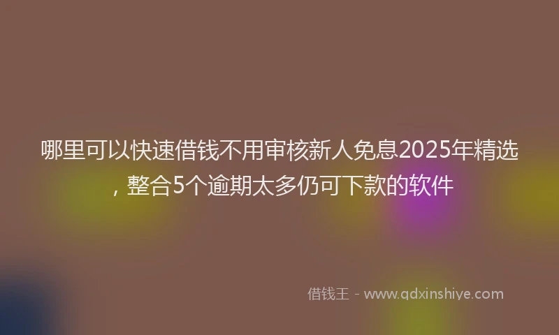 哪里可以快速借钱不用审核新人免息2025年精选，整合5个逾期太多仍可下款的软件