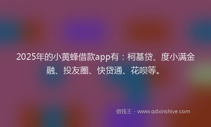 2025年的小黄蜂借款app有：柯基贷、度小满金融、投友圈、快贷通、花呗等。