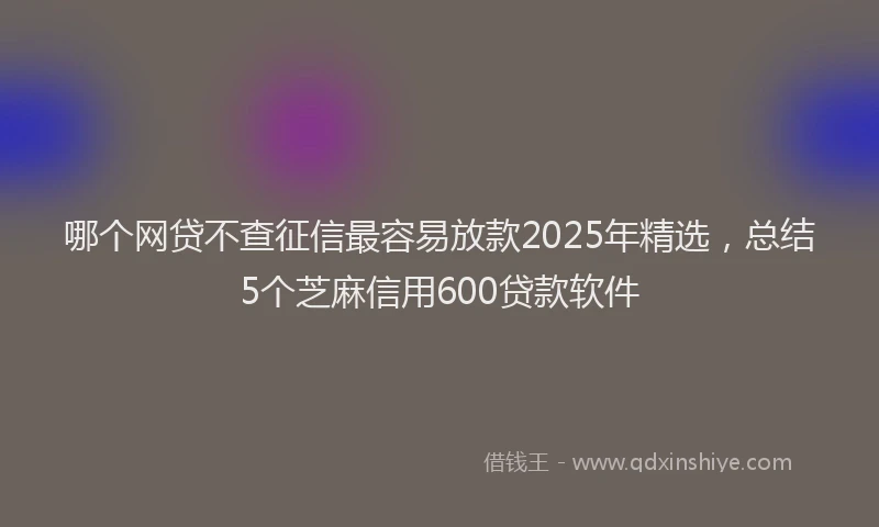 哪个网贷不查征信最容易放款2025年精选，总结5个芝麻信用600贷款软件