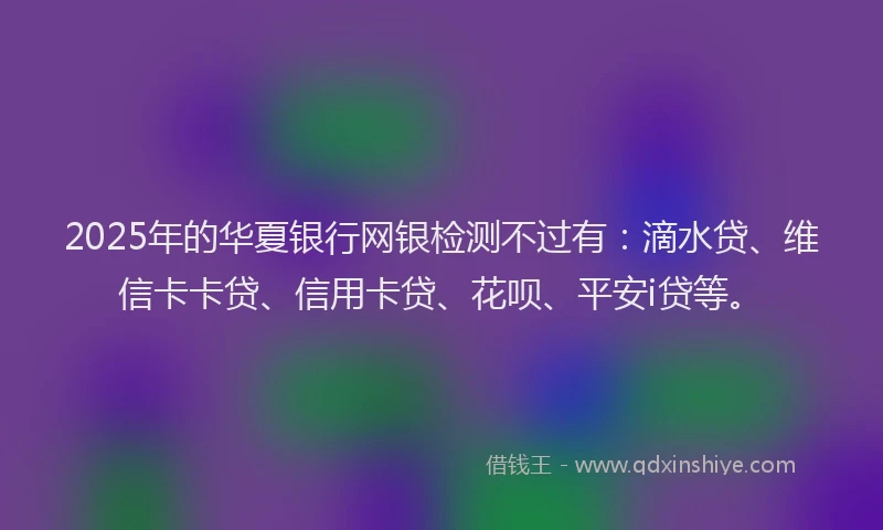 2025年的华夏银行网银检测不过有：滴水贷、维信卡卡贷、信用卡贷、花呗、平安i贷等。