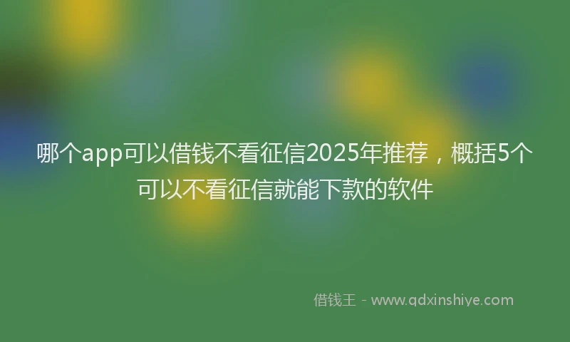 哪个app可以借钱不看征信2025年推荐，概括5个可以不看征信就能下款的软件
