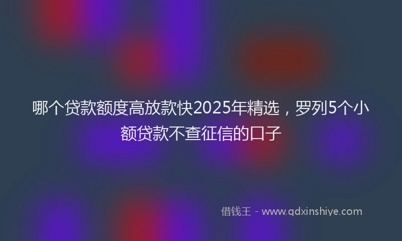 哪个贷款额度高放款快2025年精选，罗列5个小额贷款不查征信的口子