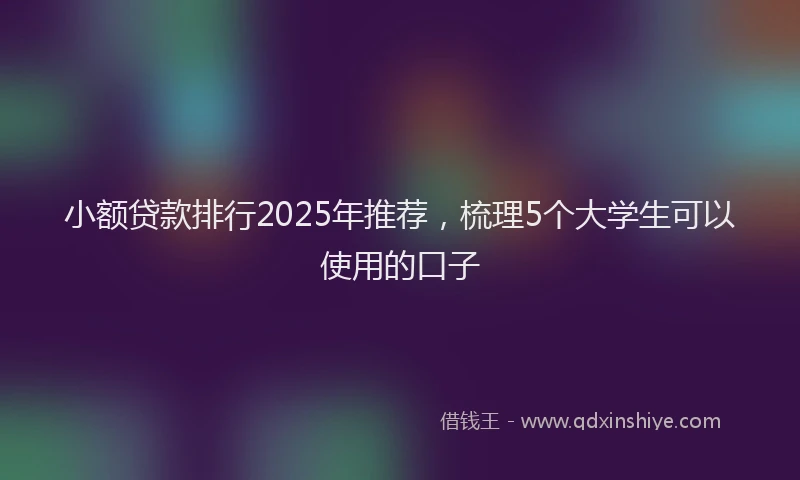 小额贷款排行2025年推荐，梳理5个大学生可以使用的口子