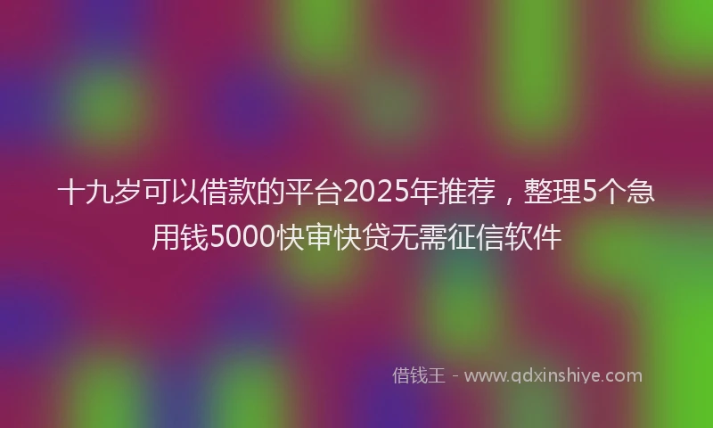 十九岁可以借款的平台2025年推荐，整理5个急用钱5000快审快贷无需征信软件