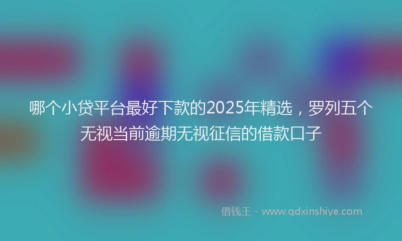 哪个小贷平台最好下款的2025年精选，罗列五个无视当前逾期无视征信的借款口子