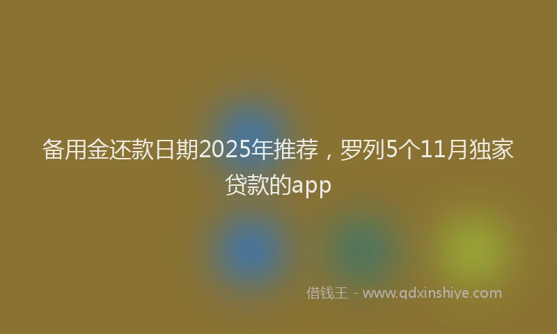 备用金还款日期2025年推荐，罗列5个11月独家贷款的app