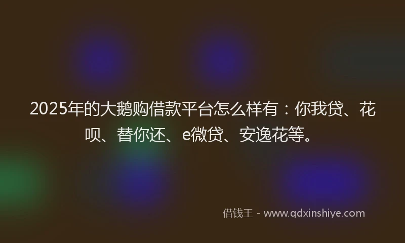 2025年的大鹅购借款平台怎么样有：你我贷、花呗、替你还、e微贷、安逸花等。