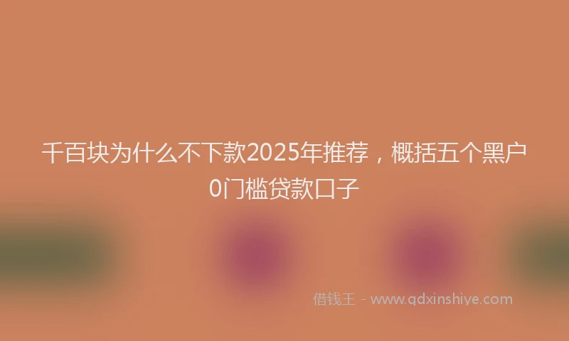 千百块为什么不下款2025年推荐，概括五个黑户0门槛贷款口子