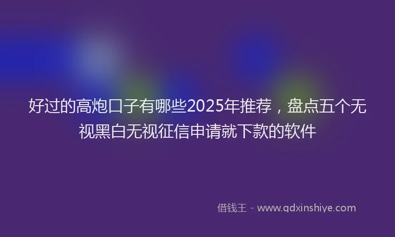 好过的高炮口子有哪些2025年推荐，盘点五个无视黑白无视征信申请就下款的软件