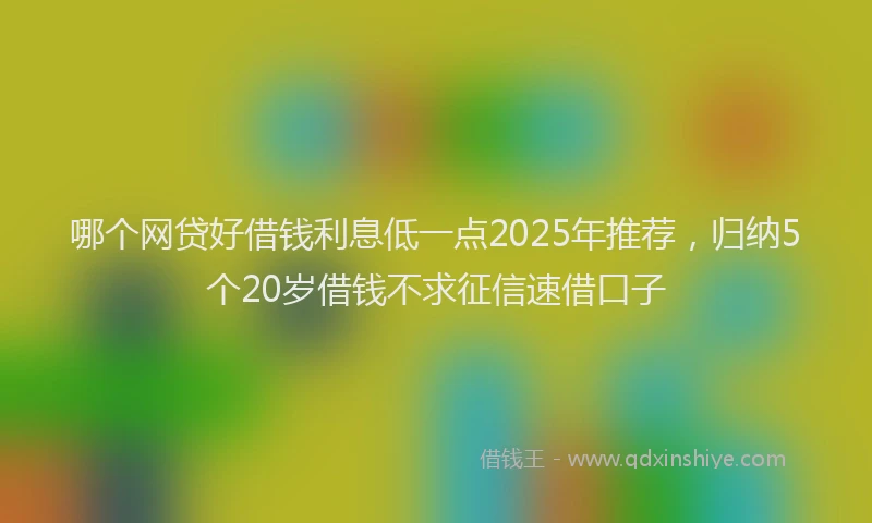 哪个网贷好借钱利息低一点2025年推荐，归纳5个20岁借钱不求征信速借口子