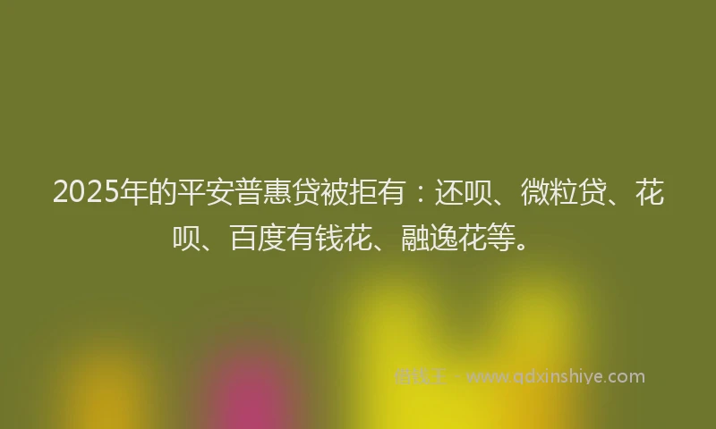 2025年的平安普惠贷被拒有：还呗、微粒贷、花呗、百度有钱花、融逸花等。