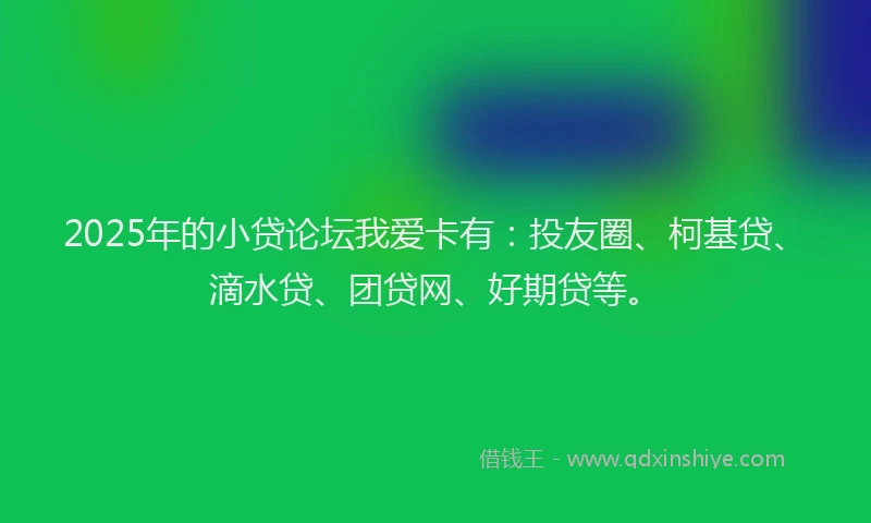 2025年的小贷论坛我爱卡有：投友圈、柯基贷、滴水贷、团贷网、好期贷等。