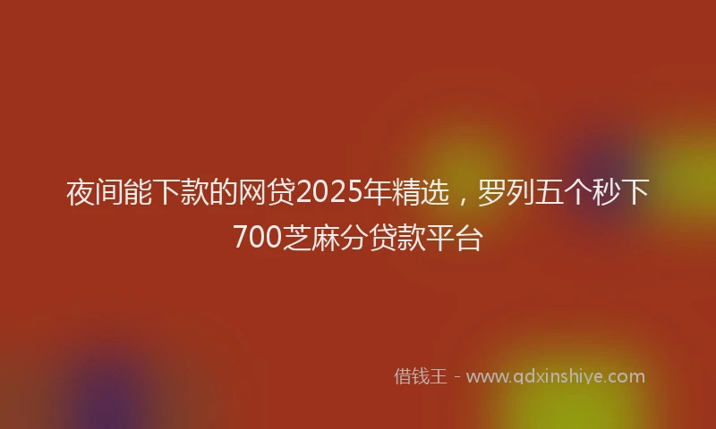 夜间能下款的网贷2025年精选，罗列五个秒下700芝麻分贷款平台