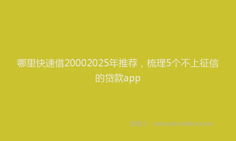 哪里快速借20002025年推荐，梳理5个不上征信的贷款app