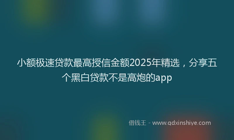 小额极速贷款最高授信金额2025年精选，分享五个黑白贷款不是高炮的app