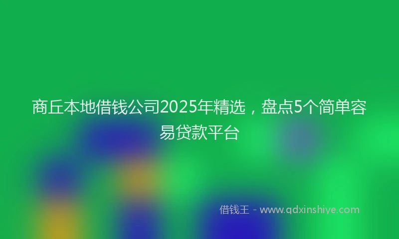 商丘本地借钱公司2025年精选，盘点5个简单容易贷款平台