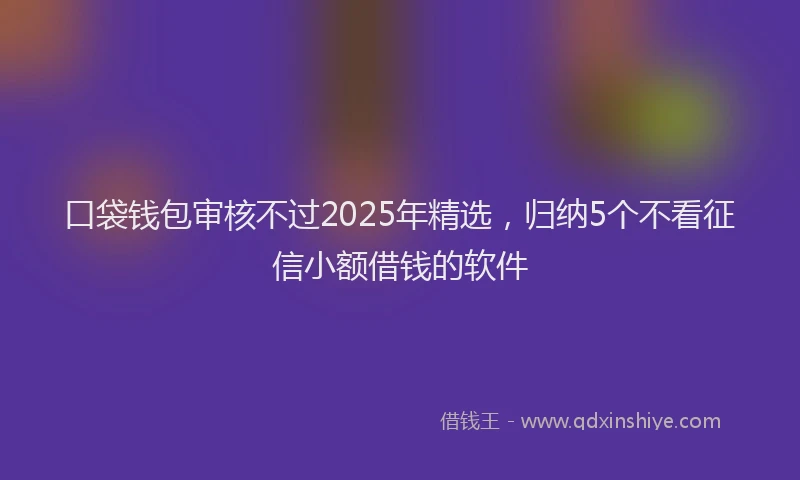 口袋钱包审核不过2025年精选，归纳5个不看征信小额借钱的软件