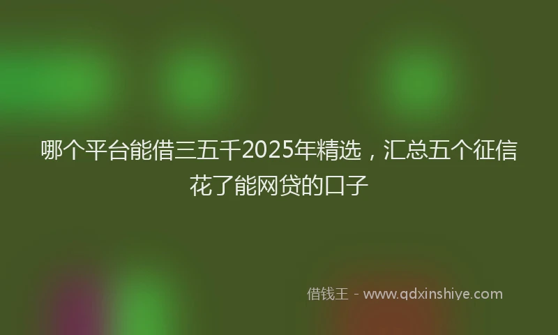 哪个平台能借三五千2025年精选，汇总五个征信花了能网贷的口子