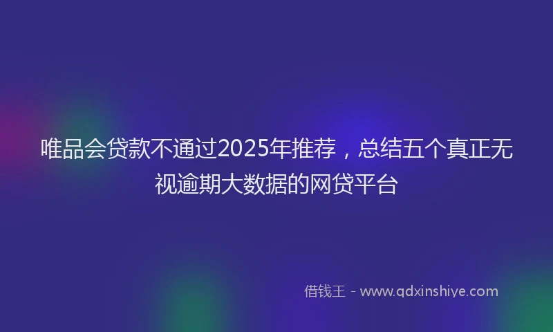 唯品会贷款不通过2025年推荐，总结五个真正无视逾期大数据的网贷平台