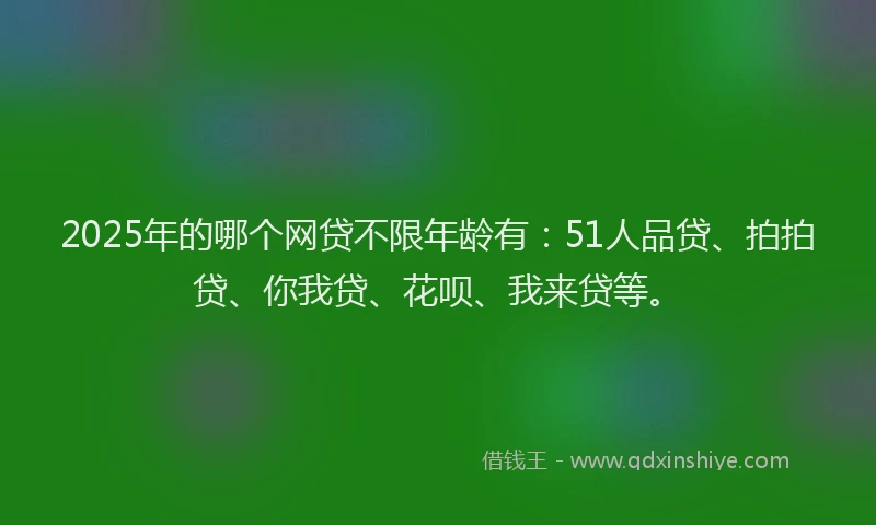 2025年的哪个网贷不限年龄有：51人品贷、拍拍贷、你我贷、花呗、我来贷等。