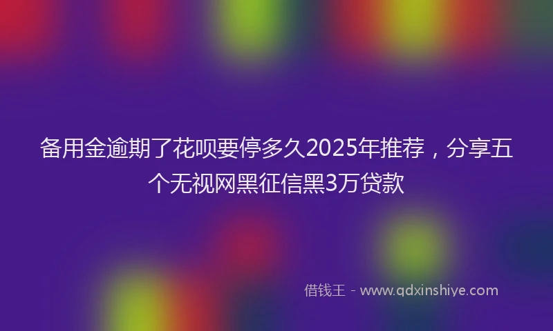 备用金逾期了花呗要停多久2025年推荐，分享五个无视网黑征信黑3万贷款