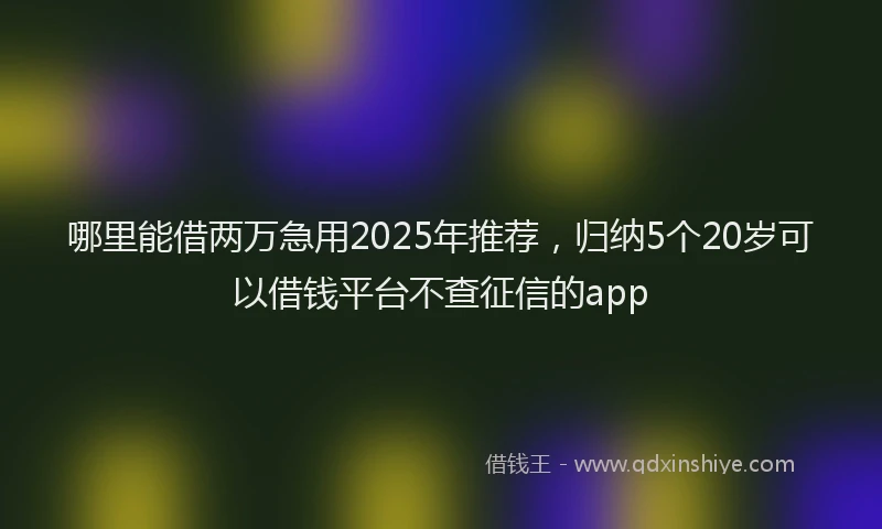 哪里能借两万急用2025年推荐，归纳5个20岁可以借钱平台不查征信的app