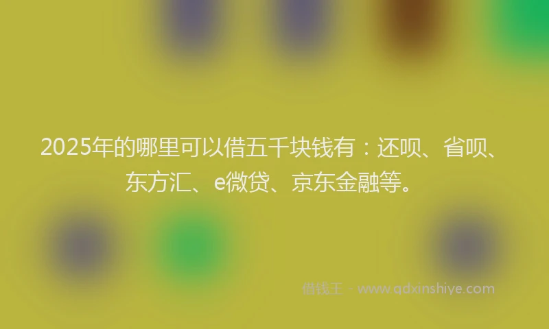 2025年的哪里可以借五千块钱有：还呗、省呗、东方汇、e微贷、京东金融等。