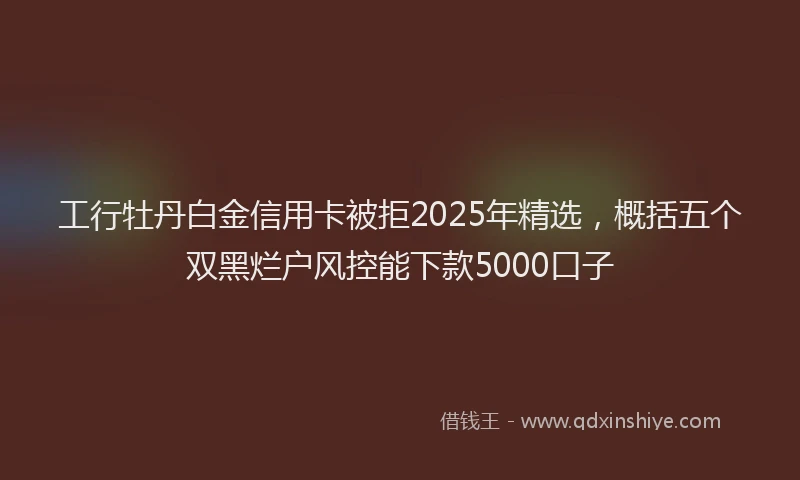 工行牡丹白金信用卡被拒2025年精选，概括五个双黑烂户风控能下款5000口子