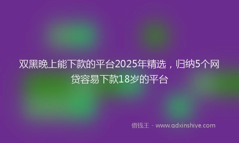双黑晚上能下款的平台2025年精选，归纳5个网贷容易下款18岁的平台