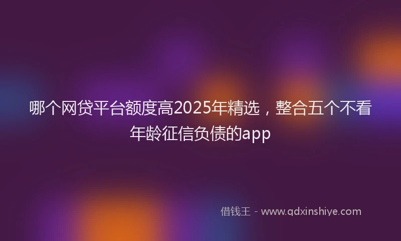 哪个网贷平台额度高2025年精选，整合五个不看年龄征信负债的app