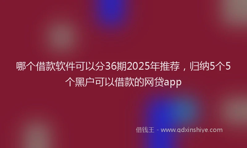 哪个借款软件可以分36期2025年推荐，归纳5个5个黑户可以借款的网贷app
