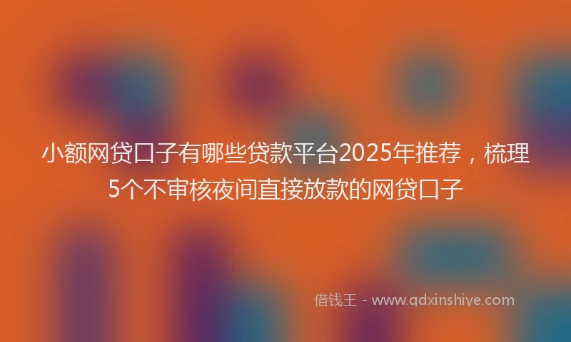 小额网贷口子有哪些贷款平台2025年推荐，梳理5个不审核夜间直接放款的网贷口子
