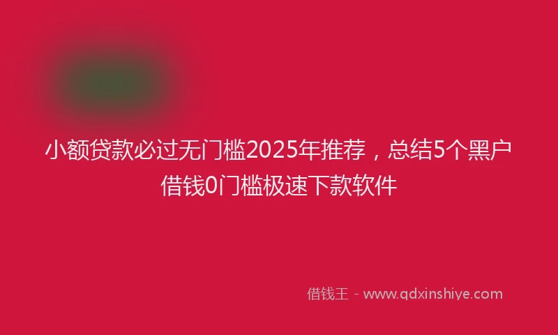 小额贷款必过无门槛2025年推荐，总结5个黑户借钱0门槛极速下款软件