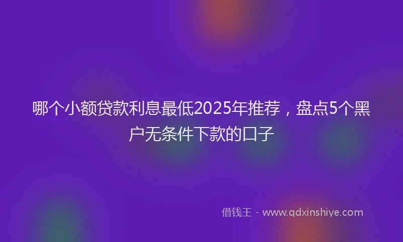 哪个小额贷款利息最低2025年推荐，盘点5个黑户无条件下款的口子