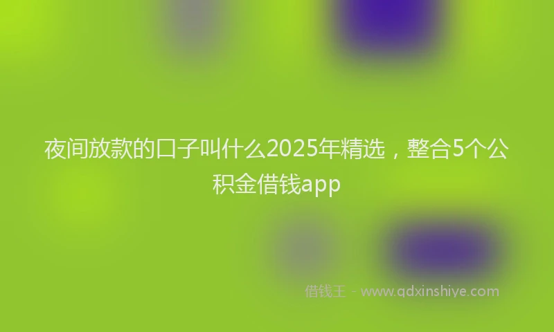 夜间放款的口子叫什么2025年精选，整合5个公积金借钱app