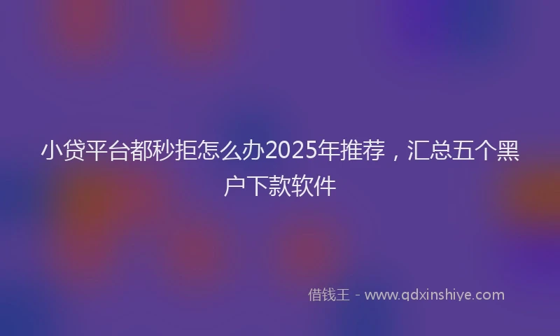小贷平台都秒拒怎么办2025年推荐，汇总五个黑户下款软件