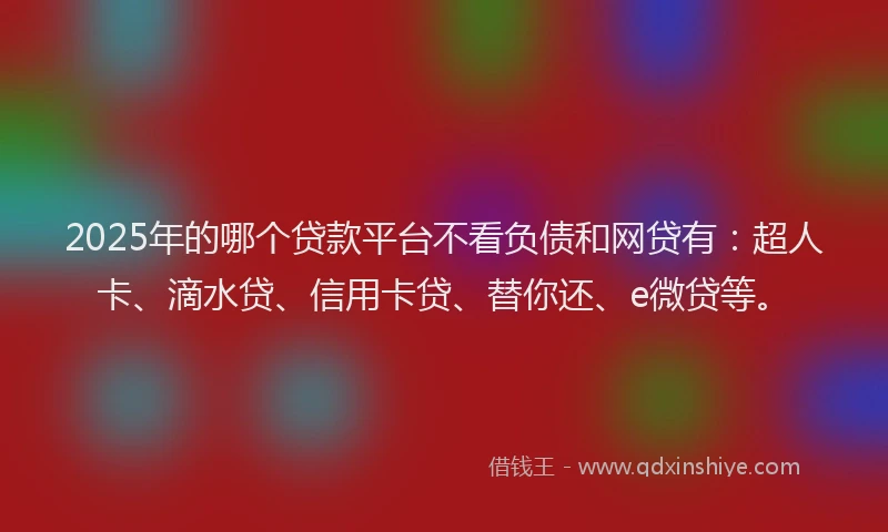 2025年的哪个贷款平台不看负债和网贷有：超人卡、滴水贷、信用卡贷、替你还、e微贷等。