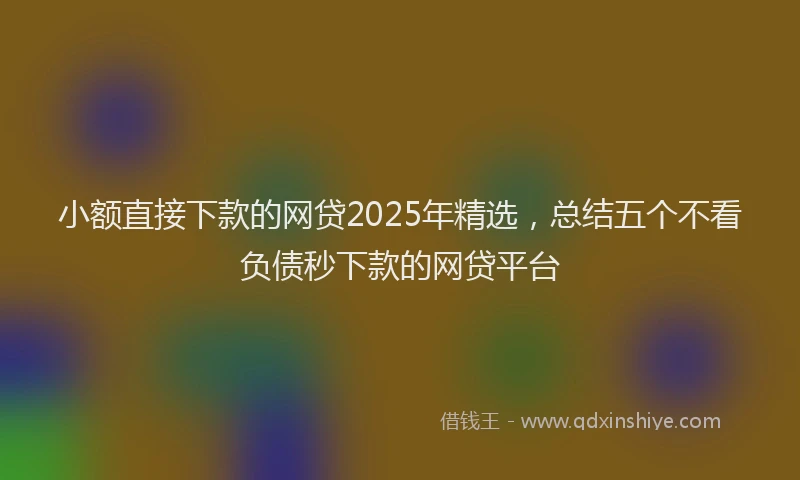小额直接下款的网贷2025年精选，总结五个不看负债秒下款的网贷平台