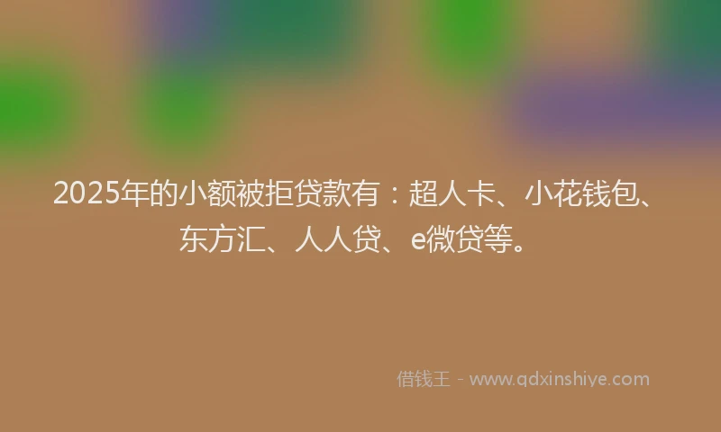 2025年的小额被拒贷款有：超人卡、小花钱包、东方汇、人人贷、e微贷等。