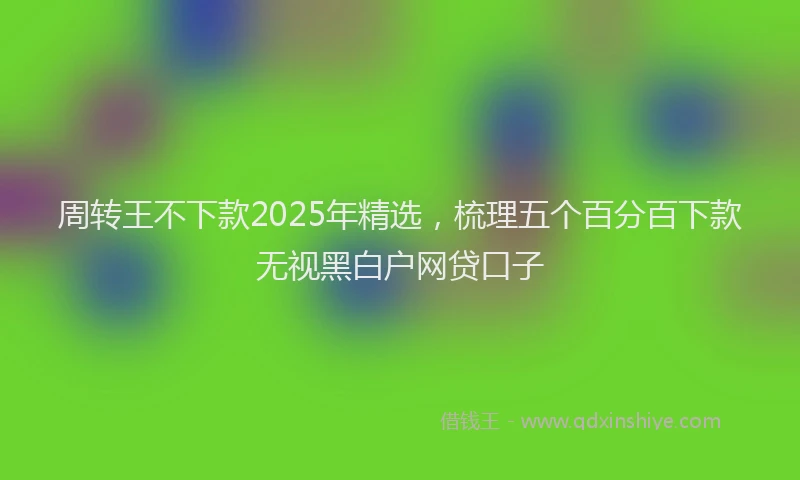 周转王不下款2025年精选，梳理五个百分百下款无视黑白户网贷口子