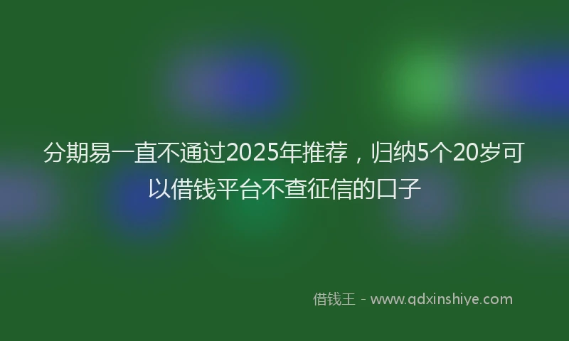 分期易一直不通过2025年推荐，归纳5个20岁可以借钱平台不查征信的口子