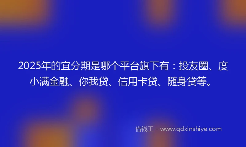 2025年的宜分期是哪个平台旗下有:投友圈、度小满金融、你我贷、信用卡贷、随身贷等。