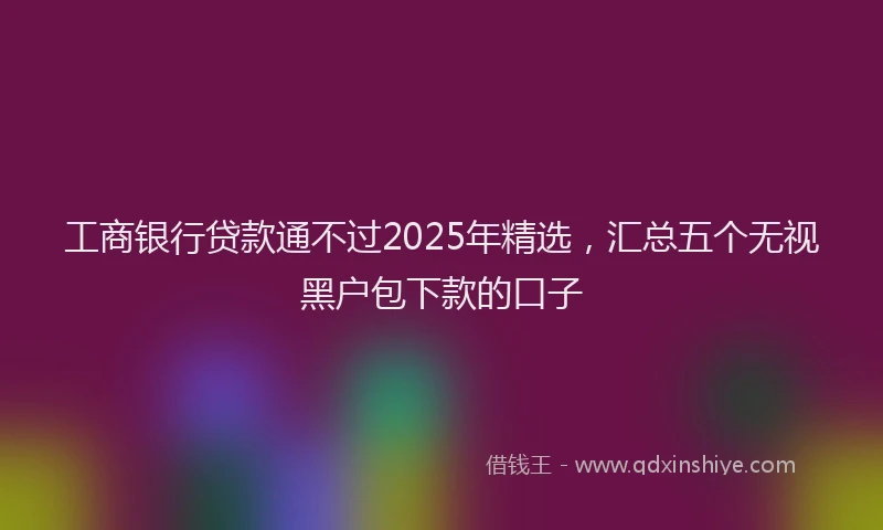 工商银行贷款通不过2025年精选，汇总五个无视黑户包下款的口子
